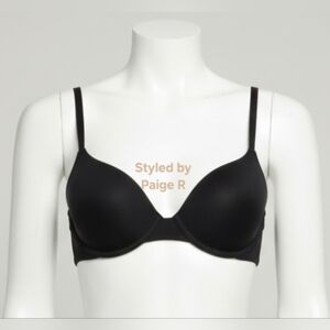 💕NWT SKIMS Fits Everybody Push Up Pushup Padded T-shirt Demi Bra Black ONYX 32D